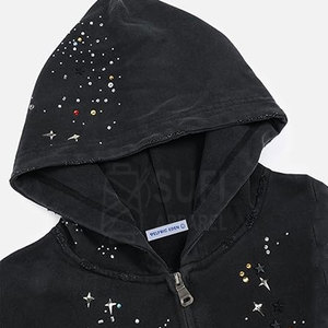Sudadera con Capucha de Punto para Mujer, Informal, de Invierno, con Forro de Diamantes de Imitación, Detalles Brillantes en la Parte Delantera, 100% Algodón Ecológico - Product Image 3
