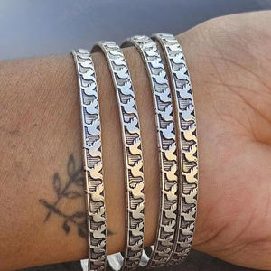 Floral Sterling Silver Bangle <b>Bracelet</b> | Vintage-<b>Inspired</b> Flower Pattern Cuff | Handmade Boho Bangle | - Product Image 1