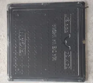 Tapa de Alcantarilla Cuadrada de FRP Negra Rigan, 24x24 Pulgadas, Capacidad de 3.5 Toneladas, Ligera, Anticorrosiva, Ecológica, 13.2 Libras para Grandes Aplicaciones - Product Image 1