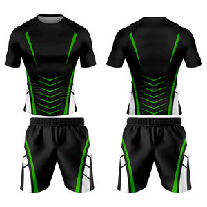 Ensemble short et rashguard pour homme pour l'entraînement au BJJ, MMA et grappling, léger, compression, séchage rapide, logo avant/arrière pour adultes - Product Image 4