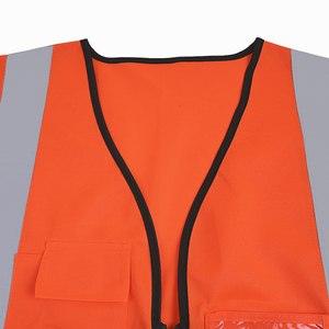 Logotipo personalizado Alta visibilidad Naranja Construcción Ingeniero Trabajador Adultos Bolsillos Chaleco de seguridad con tira reflectante - Product Image 3