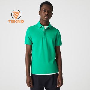 Vente en gros d'usine de polos personnalisés Chemise polo surdimensionnée décontractée de haute qualité en coton avec logo brodé à motif solide - Product Image 1