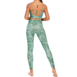 Ensemble de yoga et de sport 2 pièces taille haute pour femme : brassière de sport et leggings de fitness respirants à motif uni – Prix femme - Product Image 5