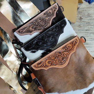 Sac à bandoulière en cuir véritable, style western bohème, imprimés animaliers et fleurs, sac pour femmes au meilleur prix - Product Image 4