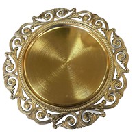 Assiette de service de luxe dorée vintage en plastique, plateau décoratif pour mariage et banquet