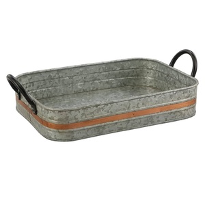 Plateau de service en métal galvanisé à l'aspect rouillé pour les fêtes de mariage de restaurant de bar d'hôtel de ferme - Product Image 3