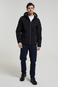 Logo personnalisé Veste softshell coupe-vent à capuche avec fermeture éclair Vestes d'extérieur légères et respirantes pour hommes - Product Image 4