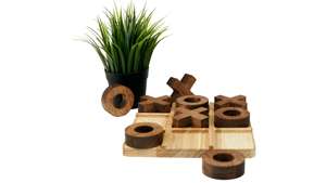 Jeu de société éducatif en bois Tic Tac Toe, idéal pour les enfants, aide à développer les compétences stratégiques et à l'usage ludique, provenance d'Inde - Product Image 3