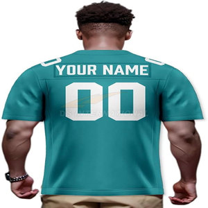 Camiseta de fútbol americano personalizada para hombre, venta al por mayor, malla transpirable, poliéster de secado rápido, talla grande, bordado cosido - Product Image 6