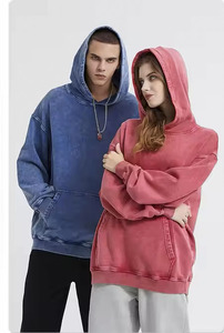 เสื้อฮู้ดผ้าฝ้าย100% มีฮู้ดของผู้ชาย GSM 420โลโก้100% ย้อนยุค - Product Image 6