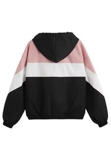 Chaquetas cortavientos de alta calidad para mujer, chaqueta con capucha deportiva básica lisa con logotipo personalizado para entrenamiento físico, correr, ocio - Product Image 3