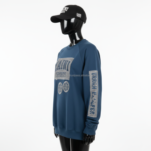 <b>Women</b> Pullover Sweatshirt GSM Cotton Fleece Navy <b>Blue</b> Raglan Sleeve Custom Embroidery Logo Design <b>Women</b> breathable Sweatshirts - Product Image 4