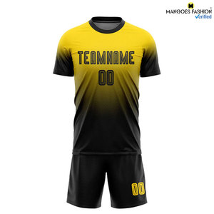 ชุดเสื้อฟุตบอลสีดำสีทองพิมพ์ลายแบบถ่ายเทความร้อนกางเกงขาสั้นมีสายรัดเอวยางยืดปรับสีได้ใส่สบายที่สุด - Product Image 3