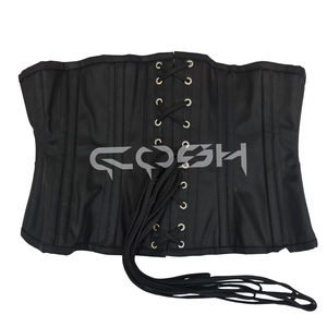 Corsé Gótico Negro de Algodón Personalizado, Corsé Corto Debajo del Busto con Varillas de Acero para Entrenamiento de Cintura |   Corsé de algodón negro - Product Image 6