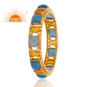 Dernière conception faite à la main 18K Plaqué or Naturel Multi Gemme Bracelet Fabricant de bijoux personnalisés - Product Image 2