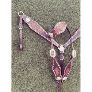 Cabecera de cuero de ajuste occidental hecha a mano con cuello de pecho barril Headstall de carreras para caballos Venta caliente - Product Image 6