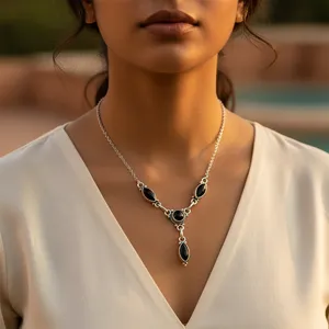 Collier en argent 925 avec onyx pour femmes, cadeau de puissance, bijoux en pierres précieuses - Product Image 3
