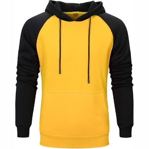 Sweat-shirts jaunes et noirs, sweat-shirt à capuche élégant avec blocs de couleur, streetwear confortable, vêtements décontractés pour hommes et femmes - Product Image 1