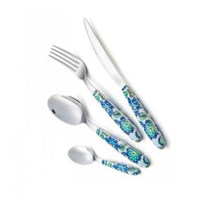 Ensemble de 4 couverts en acier inoxydable couleur argent plaqué idéal pour les ustensiles de cuisine cadeaux de table usage domestique couverts à poignée multicolore - Product Image 3