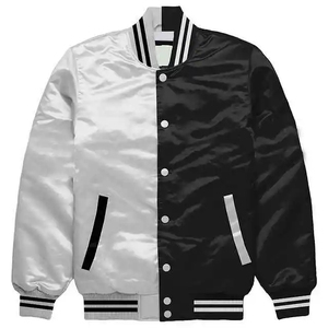 Nouvelle veste bomber homme hiver 2026 noire et blanche en nylon imperméable coupe-vent avec fermetures éclair de qualité, écologique, prix de gros - Product Image 1