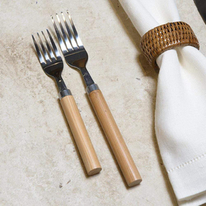 Juego de cubiertos de acero inoxidable de 5 con elegante mango de madera, perfecto para utensilios de cocina y uso en comedor, juego de cubiertos elegante - Product Image 5