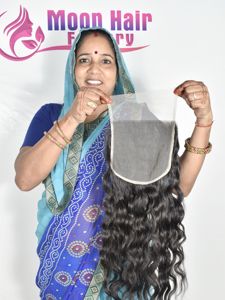 Extensiones de Cabello Ondulado 7x7 de Calidad de Exportación, Textura Suave y Sedosa, Cabello Humano Indio Largo y Grueso, Disponible para Venta por Exportación - Product Image 5