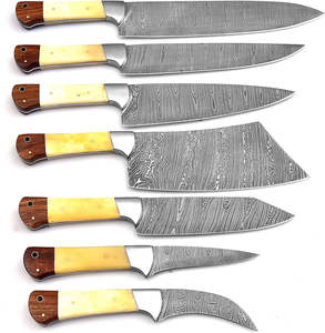 Couteau personnalisé de 6 pouces fait à la main en acier damas avec lame fixe manche en bois de rose pleine soie avec fantaisie gratuite cuir de vache original - Product Image 1