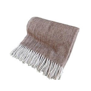 Mantas de lana Tartán de espiga de diamante marrón de calidad superior al mejor precio tejidas a mano por fabricante indio - Product Image 1