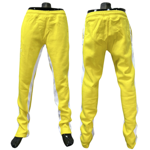 OEM High Quality Elastic Waist Sweatpants Yellow Trousers <b>White</b> Side <b>Panel</b> Casual Straight Breathable Fashion Drawstring - Product Image 1