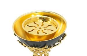 Brûleur d'encens moderne en métal noir et or avec feuille moulée, bol rond de style nordique pour le Ramadan et le Majlis, utilisation domestique au Moyen-Orient et au Golfe - Product Image 5
