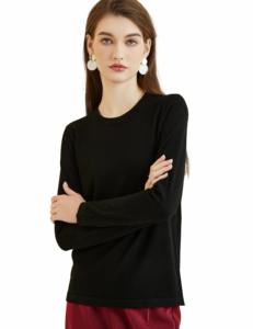 Camiseta de Mujer 100% Lana Merino, Moda Otoño Invierno, Cuello Redondo, Manga Larga, Tejido Suave, Capa Base - Product Image 2