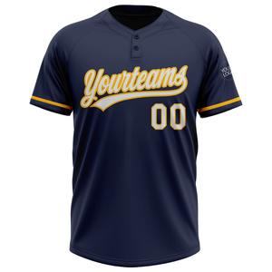 Venta al por mayor de fábrica Softball Custom Navy White-Gold Two-Button Unisex Softball Jersey en venta - Product Image 6