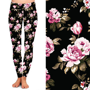 Leggings pour femmes, impression numérique, imprimé floral, taille haute, doux comme du beurre, 92% polyester, 8% élasthanne - Product Image 5
