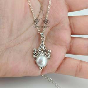 Collier pendentif en argent sterling 925 fait main avec perle d'eau douce pour un cadeau d'anniversaire, de Noël ou de la Saint-Valentin - Product Image 5