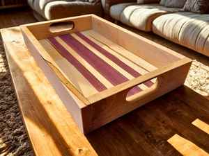 ถาดเสิร์ฟไม้ทำด้วยมือแบบสั่งทำ | สั่งทำ | วอลนัท, เมเปิ้ล, สีม่วงและอื่นๆ | ของขวัญส่วนบุคคลหรือสำเนียงที่บ้าน - Product Image 6