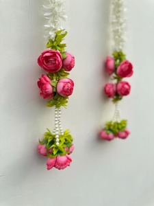 Guirlande de jasmin en tissu blanc pour la décoration de fête de mariage, fleur de pivoine, glands de perles vertes pour la décoration de la maison - Product Image 5