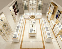 Vitrine à bijoux et table d'exposition LED blanche de luxe avec unités murales de présentation