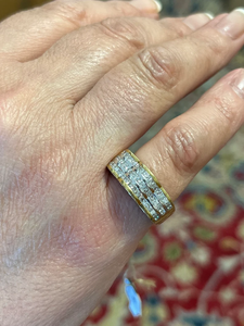 Anillo de racimo de estrellas de diamantes de corte princesa en anillo de diamantes de moissanita de corte Natural chapado en oro amarillo de 18K real para mujer - Product Image 3
