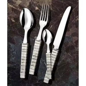 Belle qualité plaqué argent avec marbre ombre résine poignée ensemble de vaisselle couverts en acier inoxydable - Product Image 5