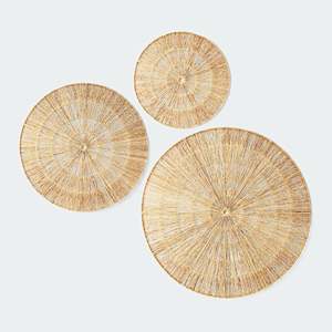 Ensemble de 3 paniers muraux ronds en jute Sunburst Ensemble décoratif élégant pour la maison - Product Image 1