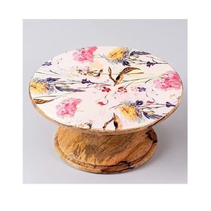 Soporte de pastel de madera con diseño de hoja esmaltada con esmalte brillante para hotel y hogar a bajo costo soporte de pastel de madera redondo moderno - Product Image 3