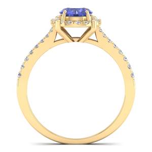 Anillos de Halo con Diamantes Certificados por IGI en Oro Amarillo Sólido de 14K de Último Diseño de REYES para Mujer, Joyería Fina con Piedras Preciosas de Tanzanita de Lujo - Product Image 4