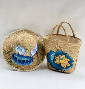 Pochette écologique tissée à la main compacte pratique pour les effets personnels fabriqués à partir d'herbe naturelle de carex avec fermeture à glissière - Product Image 3