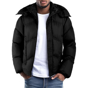 Veste d'hiver à bulles d'air pour hommes avec logo personnalisé Veste utilitaire d'extérieur en nylon épais et chaud à capuche détachable - Product Image 1