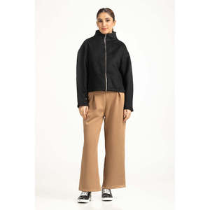 เสื้อแจ็คเก็ตผู้หญิงคอตั้ง ผ้าหนังแกะสังเคราะห์ ระบายอากาศได้ดี ไซส์ใหญ่พิเศษ WM-JKT-WS24-087 รุ่นย้อมสีพื้น สำหรับไซส์ 5XL 3XL ฤดูใบไม้ร่วง - Product Image 5