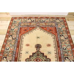 Alfombra Turca Vintage de 4.8x7.5 pies, Alfombra Floral Roja y Azul - Product Image 3