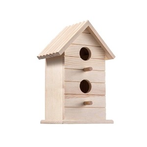 Alimentador de pájaros personalizado hecho a mano con forma de cabaña de aspecto elegante, comederos de Casa de pájaros de ardilla con acabado Natural de madera más vendidos - Product Image 3