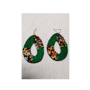 Pendientes de Alta Calidad para Mujer, Joyería Bordada con Cuentas, Diseño Artesanal, Color Verde, Pendientes de Moda - Product Image 4