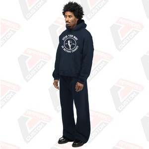 Conjunto de chándal de invierno de 2 piezas transpirable ultracómodo y elegante para hombre, patrón sólido, 100% poliéster - Product Image 2