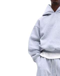 Ensemble survêtement molletonné gris nuage pour homme, sweat-shirt à capuche décontracté et pantalon de jogging ample, streetwear d'hiver - Product Image 3